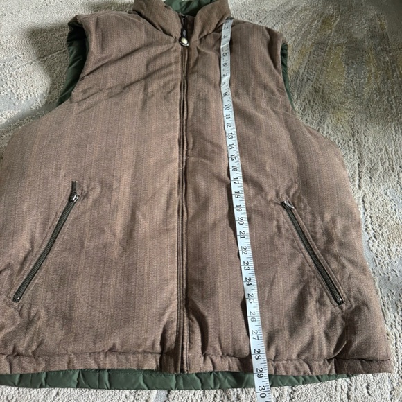 Eddie Bauer Goose Down Reversible Insulated Puffer Vest Green Brown XL long - Picture 8 of 9
